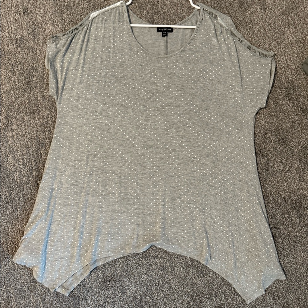 Lane Bryant S/S Tunic Light Grey Polka Dot Top, 14/16